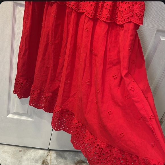 Zara Red Tiered Ruffled Maxi Dress for Wedding Guest - Picture 9 of 11